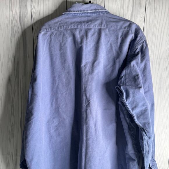 Vintage LL Bean Chamois Cloth Shirt Men’s Sz XXL Blue Flannel Made In USA Flaw - Picture 3 of 7